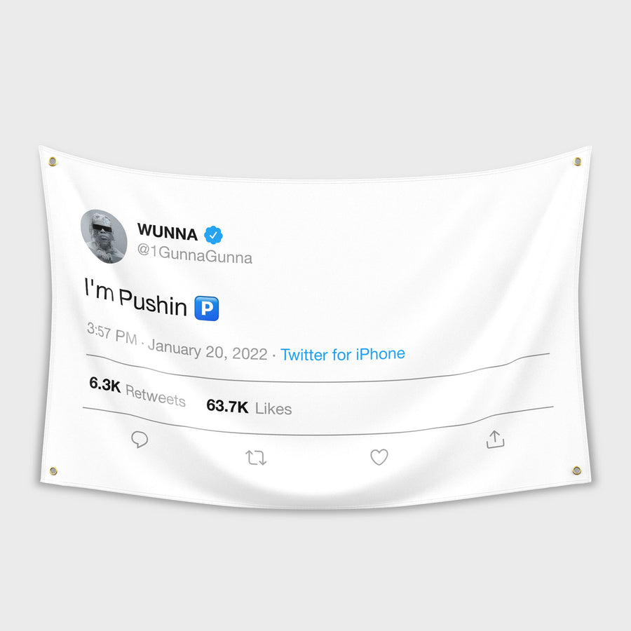 Hype Flags - Pushin P Flag | Gunna Rapper Funny Tweet Tapestry – HypeFlags